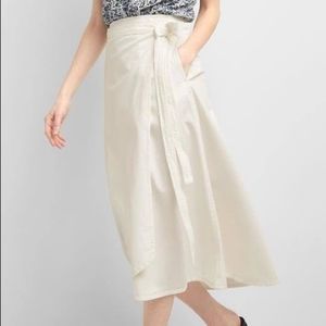 Gap white cotton wrap midi skirt
